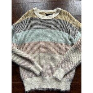 On Blue Colorful Casual Eyelet Pull Over Sweater Womens READ BELOW